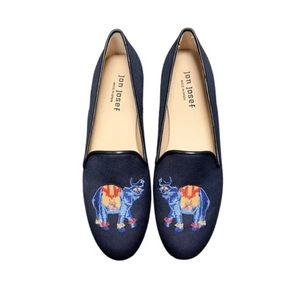 Jon Josef Anthropologie | Gatsby Elephant Loafers | Navy Preowned  Size  6